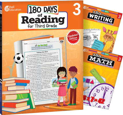 180 Days(r) Reading, Writing and Math for Grade 3: 3-Book Set: Practice, Assess, Diagnose by Multiple Authors book cover
