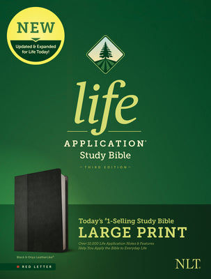 Book cover of NLT Life Application Study Bible, Third Edition, Large Print (Leatherlike, Black/Onyx) by New Living Translation