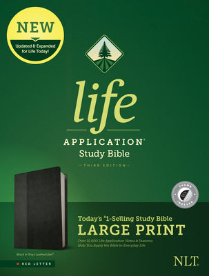 Book cover of NLT Life Application Study Bible, Third Edition, Large Print (Leatherlike, Black/Onyx, Indexed) by New Living Translation