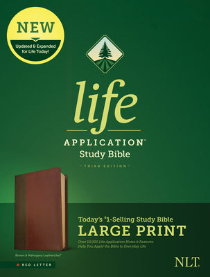 Book cover of NLT Life Application Study Bible, Third Edition, Large Print (Red Letter, Leatherlike, Brown/Tan) by New Living Translation