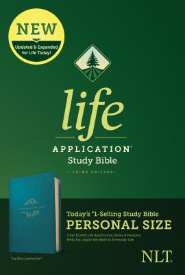 Book cover of NLT Life Application Study Bible, Third Edition, Personal Size (Leatherlike, Teal Blue) by New Living Translation