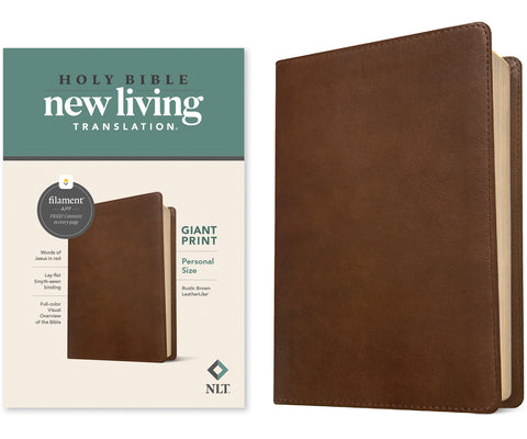 Book cover of NLT Personal Size Giant Print Bible, Filament Enabled Edition (Red Letter, Leatherlike, Rustic Brown) by New Living Translation