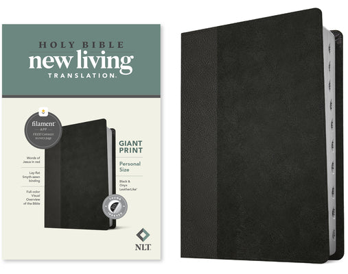 Book cover of NLT Personal Size Giant Print Bible, Filament Enabled Edition (Red Letter, Leatherlike, Black/Onyx, Indexed) by New Living Translation
