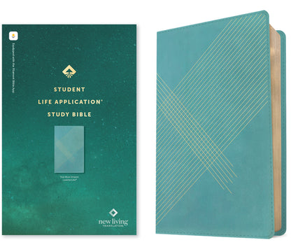 Book cover of NLT Student Life Application Study Bible, Filament Enabled (Leatherlike, Teal Blue Striped, Red Letter) by New Living Translation