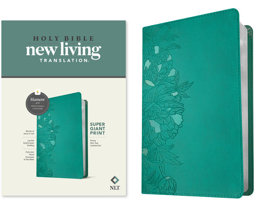 Book cover of NLT Super Giant Print Bible, Filament Enabled (Leatherlike, Peony Rich Teal, Red Letter) by New Living Translation