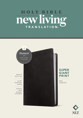 Book cover of NLT Super Giant Print Bible, Filament Enabled (Leatherlike, Black, Red Letter) by New Living Translation