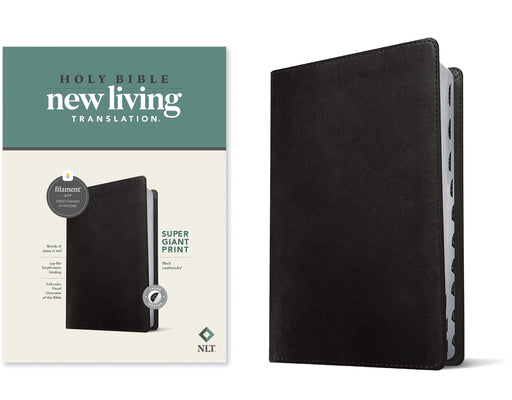 Book cover of NLT Super Giant Print Bible, Filament Enabled (Leatherlike, Black, Indexed, Red Letter) by New Living Translation