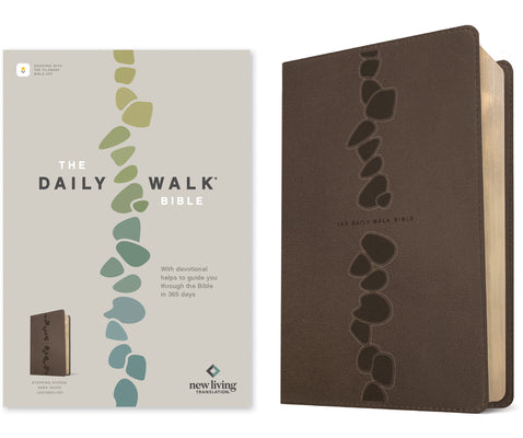 Book cover of The Daily Walk Bible Nlt, Filament Enabled (Leatherlike, Stepping Stones Dark Taupe) by New Living Translation