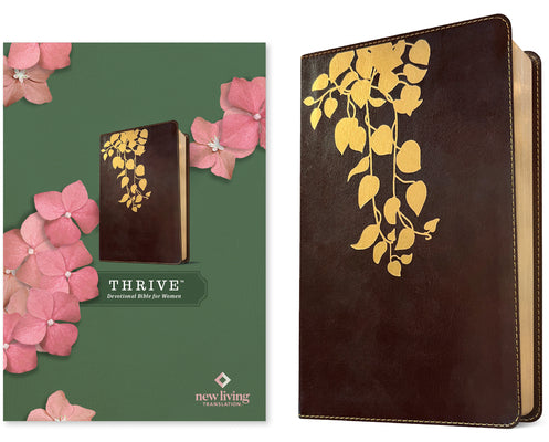 Book cover of NLT Thrive Devotional Bible for Women (Leatherlike, Cascade Deep Brown) by Tyndale