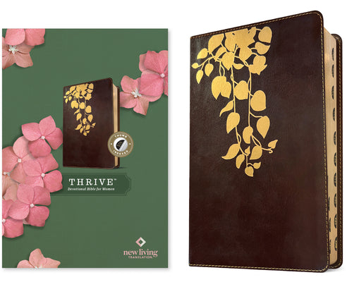 Book cover of NLT Thrive Devotional Bible for Women (Leatherlike, Cascade Deep Brown, Indexed) by New Living Translation