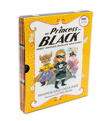 The Princess in Black: Three Monster-Battling Adventures: Books 4-6 (Box Set of Early Chapter Books about Funny Hero Adventures) by Shannon Hale book cover