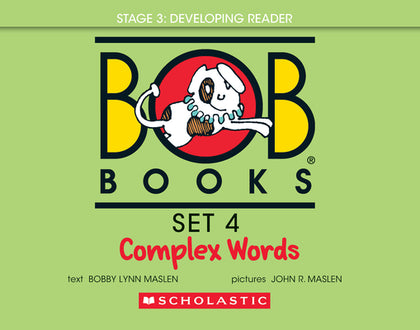 Bob Books - Complex Words Hardcover Collection of 8 Stories Decodable Phonics Stories, Ages 4 and Up, Kindergarten, First Grade (Stage 3: Developing R by Maslen, Bobby Lynn book cover