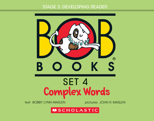 Bob Books - Complex Words Hardcover Collection of 8 Stories Decodable Phonics Stories, Ages 4 and Up, Kindergarten, First Grade (Stage 3: Developing R by Maslen, Bobby Lynn book cover