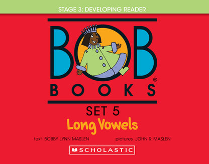 Bob Books - Long Vowels Hardcover Collection of 8 Stories Decodable Phonics Stories, Ages 4 and Up, Kindergarten, First Grade (Stage 3: Developing Rea by Maslen, Bobby Lynn book cover