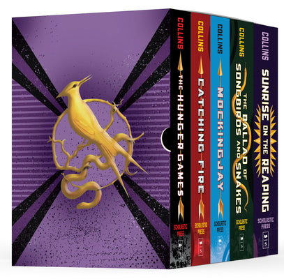 Book cover of Hunger Games 5-Book Hardcover Box Set (the Hunger Games, Catching Fire, Mockingjay, the Ballad of Songbirds and Snakes, Sunrise on the Reaping) by Collins, Suzanne