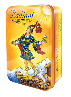 Book cover of Radiant Rider-Waite(r) Tarot in a Tin [With Book and Keepsake Tin] by Colman Smith, Pamela