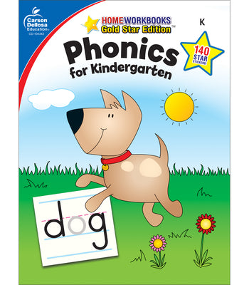 Book cover of Phonics for Kindergarten, Grade K: Gold Star Edition Volume 12 by Carson Dellosa Education