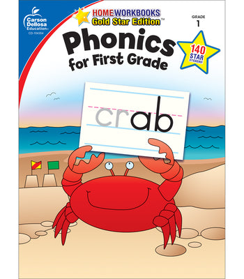 Book cover of Phonics for First Grade, Grade 1: Gold Star Edition Volume 11 by Carson Dellosa Education