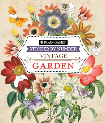 Book cover of Brain Games - Sticker by Number - Vintage: Garden (28 Images to Sticker) by Publications International Ltd