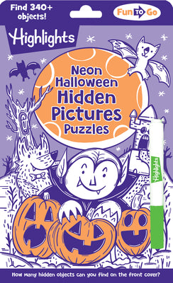 Neon Halloween Hidden Pictures Puzzles: Halloween Puzzle Book for Kids with Neon Hidden Pictures Scenes and Gel Marker, Perfect Halloween Gift and Tra by Highlights book cover