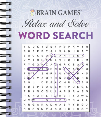 Book cover of Brain Games - Relax and Solve: Word Search (Purple) by Publications International Ltd