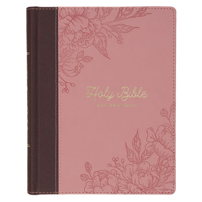 KJV Note-Taking Bible (Faux Leather Hardcover, Brown/Pink) by Christian Art Gifts book cover