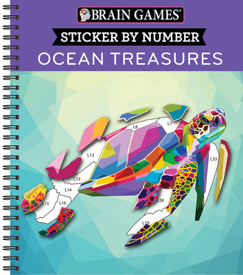 Book cover of Brain Games - Sticker by Number: Ocean Treasures (13 Images to Sticker) by Publications International Ltd