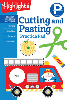 Book cover of Preschool Cutting and Pasting: Scissor Skills Activity Book for Preschoolers, Practice Cutting Paper & More (Highlights Learn on the Go Practice Pads) by Highlights Learning