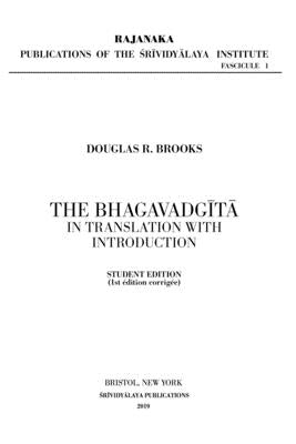 The Bhagavadgītā in Translation with Introduction: Student Edition by Douglas R. Brooks book cover
