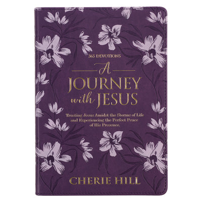 Book cover of A Journey with Jesus 365 Devotions for Women, Purple Floral Faux Leather Flexcover by Christianart Gifts