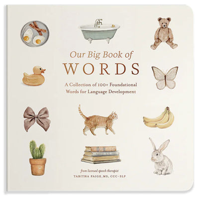 Book cover of Our Big Book of First Words: A Collection of 100+ Foundational Words for Language Development by Paige, Tabitha, MS CCC-SLP