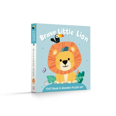 First Book & Wooden Puzzle Set - Brave Little Lion by Little Genius Books book cover