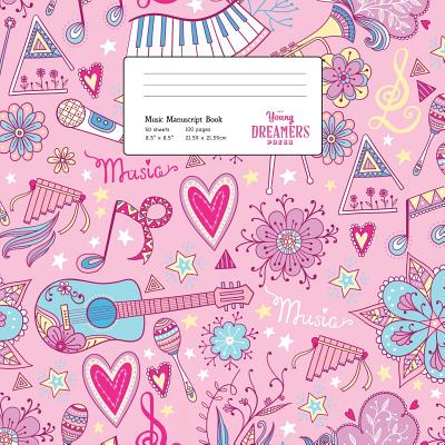 Music Manuscript Book: Girls Musical Instruments, Large Kids Stave Paper by Young Dreamers Press book cover