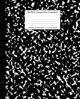 Marbled Composition Notebook: Black Marble Wide Ruled Paper Subject Book by Young Dreamers Press book cover