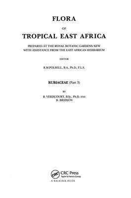Book cover of Flora of tropical East Africa - Rubiaceae Volume 3 (1991) by Verdcourt, B.