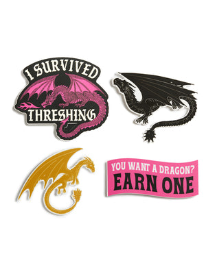 Rebecca Yarros's Fourth Wing: I Survived Threshing Stickers - Sticker Set of 4 by Out of Print book cover