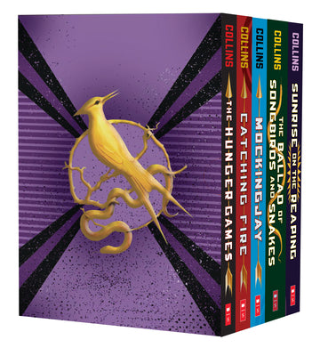 Hunger Games 5-Book Paperback Box Set (the Hunger Games, Catching Fire, Mockingjay, the Ballad of Songbirds and Snakes, Sunrise on the Reaping) by Suzanne Collins book cover
