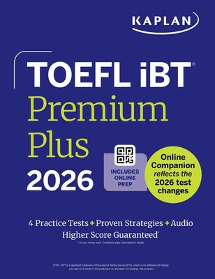 TOEFL IBT Premium Plus 2026 by Kaplan Test Prep book cover