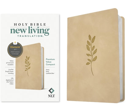NLT Premium Value Compact Bible, Filament Enabled (Leatherlike, Ivory Vine) by New Living Translation book cover