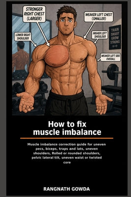Book cover of How to fix muscle imbalance: Muscle imbalance correction guide for uneven pecs, biceps, traps and lats, uneven shoulders, Rolled or rounded shoulders, by Gowda, Rangnath