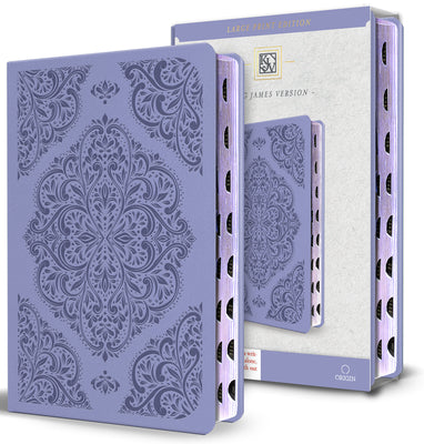 Book cover of KJV Holy Bible, Large Print Medium Format, Lavender Faux Leather W/Thumb Index and Ribbon Marker, Red Letter by King James Version