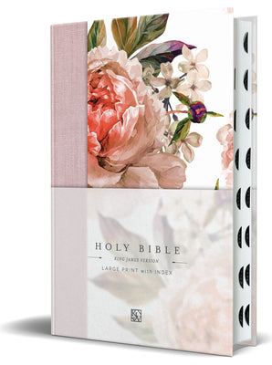 Book cover of KJV Holy Bible, Large Print Medium Format, Pink Cloth Hardcover W/Thumb Index and Ribbon Marker, Red Letter by King James Version