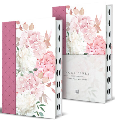 KJV Holy Bible, Giant Print Large Format, Hardcover Pink Floral Design with Cloth with Ribbon Marker, Red Letter, and Thumb Index by King James Version book cover