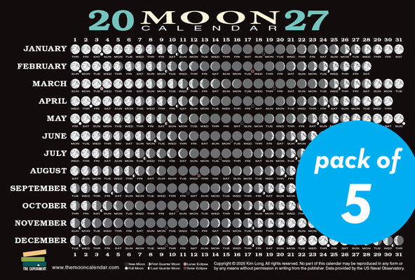 2027 Moon Calendar Card (5 Pack): Lunar Phases, Eclipses, and More! product image