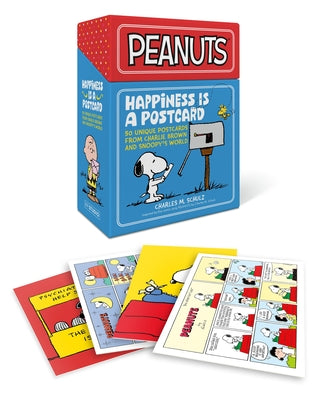 Book cover of Peanuts: Happiness Is a Postcard: 50 Unique Postcards from Charlie Brown and Snoopy's World by Schulz, Charles M.